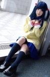 ahoge blazer blouse blue_hair clannad cosplay fujibayashi_kyou kneesocks pleated_skirt richi sailor_uniform school_uniform skirt twintails rating:Safe score:0 user:pixymisa