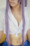 blouse cosplay croptop enako pleated_skirt purple_hair reisen_udongein_inaba school_uniform skirt touhou rating:Safe score:1 user:nil!