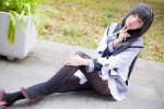 akemi_homura blouse cosplay hairband mai pantyhose pleated_skirt puella_magi_madoka_magica skirt rating:Safe score:6 user:pixymisa