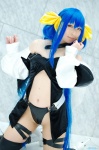 blue_hair bodysuit boots choker cosplay dizzy guilty_gear pantyhose sheer_legwear tail thighhighs twintails wings yukimi rating:Safe score:1 user:nil!