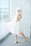 bakemonogatari cosplay dress dress_lift pantyhose sengoku_nadeko sheer_legwear white_hair yachika rating:Safe score:2 user:nil!