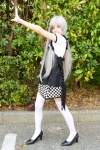 apron cosplay dress haiyore!_nyaruko-san mikoto_(ii) nyaruko silver_hair thighhighs zettai_ryouiki rating:Safe score:0 user:pixymisa