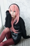 blue_eyes cosplay hoodie megurine_luka pantyhose pink_hair red_legwear tatsuki_(ii) vocaloid rating:Safe score:2 user:pixymisa