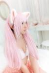 animal_ears bikini_top cat_ears cleavage cosplay enacat_(white_version) enako miniskirt original pink_hair skirt swimsuit twintails rating:Safe score:2 user:nil!
