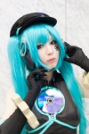 aqua_hair ayasame cosplay elbow_gloves gloves hat hatsune_miku headset qipao red_eyes twintails vocaloid rating:Safe score:0 user:pixymisa