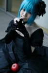 aqua_hair choker cosplay elbow_gloves gloves gown hatsune_miku himitsu_~kuro_no_chikai~_(vocaloid) kana_(ii) vocaloid rating:Safe score:0 user:nil!