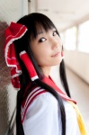 cosplay hairbow hakurei_reimu lenfried sailor_uniform school_uniform touhou rating:Safe score:0 user:nil!