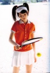doukei mischishige_sayumi pleated_skirt polo skirt tennis_racket twintails visor rating:Safe score:0 user:nil!