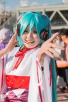 aqua_hair cosplay haori hatsune_miku headset kikou_mira obi twintails vocaloid rating:Safe score:0 user:pixymisa
