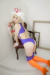 ass atsuki blonde_hair cosplay fan hat one-piece_swimsuit purple_legwear suite_memory swimsuit thighhighs touhou yakumo_yukari rating:Safe score:3 user:nil!