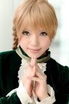 blonde_hair cosplay kipi maki_saori smash_wo_kimero! twin_braids velvet_dress rating:Safe score:0 user:darkgray
