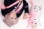 blouse bookbag cosplay hoodie jacket nanami_chiaki pink_hair plushie ribbon_tie super_dangan-ronpa_2 yuyu_kaname rating:Safe score:0 user:pixymisa