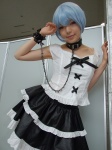 ayanami_rei blue_hair cosplay lace leash namada neon_genesis_evangelion red_eyes ruffles rating:Safe score:1 user:nil!