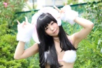akirabbit animal_ears bikini_top bunny_ears collar cosplay hand_warmers itsuki_akira original swimsuit rating:Safe score:0 user:nil!