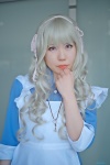 apron cosplay dress hairband kagerou_project kozakura_mary marie necklace pink_eyes white_hair rating:Safe score:0 user:pixymisa