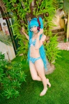 aqua_hair bikini cosplay hatsune_miku headset mashiro_yuki project_diva swimsuit twintails vocaloid rating:Safe score:1 user:nil!