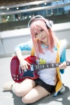 cosplay guitar headphones nitro_super_sonic pink_hair shorts super_soniko track_jacket yukimi_ume rating:Safe score:1 user:pixymisa