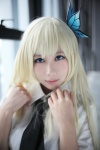 aliga blonde_hair blouse blue_eyes boku_wa_tomodachi_ga_sukunai butterfly cosplay hair_clip kashiwazaki_sena tie rating:Safe score:0 user:pixymisa