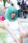 boots cosplay green_hair kazami_yuuka mari_(ii) pantyhose swimsuit touhou rating:Safe score:0 user:nil!