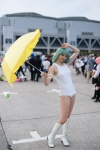 boots cosplay green_hair kazami_yuuka mari_(ii) pantyhose sheer_legwear swimsuit touhou umbrella rating:Safe score:1 user:pixymisa