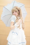 apron blonde_hair blue_eyes cosplay dress hairband hanasha original umbrella wristband rating:Safe score:1 user:pixymisa