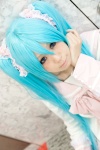 aqua_hair bow cosplay dress hatsune_miku lots_of_laugh_(vocaloid) rushi twintails vocaloid rating:Safe score:2 user:pixymisa
