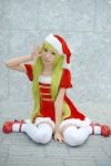 dress green_hair hair_clips santa_costume stocking_cap thighhighs yae_maiko zettai_ryouiki rating:Safe score:0 user:pixymisa