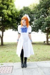 beret boots bowtie cosplay dress higurashi_no_naku_koro_ni kneesocks orange_hair ryuuguu_rena tawasana rating:Safe score:0 user:pixymisa