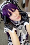 cosplay cuffs demonbane dress etheldreda hairband hair_ribbons lace purple_hair ruffles uzuki rating:Safe score:0 user:nil!