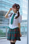 blouse cosplay glasses hairband maitako makinami_mari_illustrious neon_genesis_evangelion pleated_skirt rebuild_of_evangelion school_uniform skirt thighhighs tie twintails zettai_ryouiki rating:Safe score:3 user:pixymisa