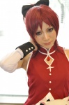 aisera_mune cosplay detached_sleeves hairbow plushie puella_magi_madoka_magica red_hair sakura_kyouko rating:Safe score:0 user:pixymisa