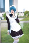 apron blue_hair cosplay dress hairband maid maid_uniform miki_sayaka natsu puella_magi_madoka_magica thighhighs zettai_ryouiki rating:Safe score:2 user:nil!