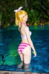 ass ayase_eri bikini blonde_hair cosplay hairbow mike ponytail pool school_idol_~krasivie~ swimsuit wet rating:Safe score:8 user:nil!