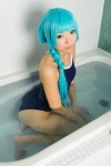 aqua_hair bathroom bathtub braid cosplay hatsune_miku headset necoco one-piece_swimsuit project_necoco-f swimsuit vocaloid wet rating:Safe score:2 user:nil!