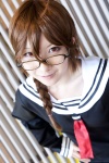 antenna_hair cosplay durarara!! glasses mikuro orihara_kururi pleated_skirt sailor_uniform school_uniform skirt twin_braids rating:Safe score:1 user:pixymisa