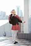 blazer blonde_hair cape cosplay hairbow maritsuki_haru mashiro_rima miniskirt pantyhose pleated_skirt school_uniform shugo_chara! skirt tartan rating:Safe score:2 user:nil!