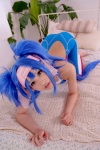 bed blue_hair bodysuit buyara cosplay hair_ribbons headband klan_klein macross macross_frontier twintails rating:Safe score:1 user:nil!