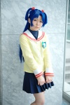 akimu blazer blue_hair clannad cosplay fujibayashi_kyou hair_ties pleated_skirt skirt sweater twintails rating:Safe score:0 user:pixymisa
