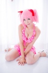 bikini_top cleavage cosplay hair_ribbons kaname_madoka mashiro_yuki miniskirt pink_hair puella_magi_madoka_magica skirt swimsuit twintails rating:Safe score:0 user:nil!