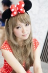 ame_(ii) blonde_hair caramel_eyes cosplay disney_world dress hairbow minnie_mouse mouse_ears polka_dots rating:Safe score:1 user:pixymisa