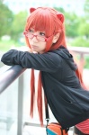 cosplay eva_x_jins glasses hair_pods hoodie neon_genesis_evangelion rebuild_of_evangelion red_hair shorts soryu_asuka_langley tank_top twintails yaya rating:Safe score:1 user:nil!