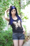 blue_hair cosplay denim kuga_natsuki miyuki my-hime shorts sunglasses tank_top rating:Safe score:1 user:nil!