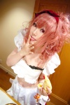 anya_alstreim apron code_geass cosplay croptop hairbow miniskirt pink_hair skirt tatsuki waitress waitress_uniform rating:Safe score:3 user:nil!
