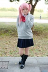 ayasaki_remi blouse cosplay hori-san_to_miyamura-kun kneesocks koka pink_hair pleated_skirt school_uniform skirt sweater twintails rating:Safe score:1 user:nil!