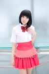 ayano_yuura blouse bowtie cosplay pink_eyes pleated_skirt sasami-san@ganbaranai skirt tiered_skirt yagami_kagami rating:Safe score:0 user:pixymisa