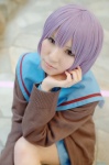 cardigan cosplay nagato_yuki pleated_skirt purple_hair rinami sailor_uniform school_uniform skirt suzumiya_haruhi_no_yuuutsu rating:Safe score:-1 user:nil!