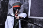 asuka_rento bandage coat cosplay dai-nippon_teikoku_gijinka_kaigun_shinya-tai hat jacket military_uniform sword type_94_tk rating:Safe score:0 user:pixymisa