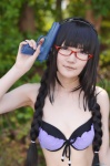 akemi_homura bikini_top cosplay glasses gun hairband nanaki puella_magi_madoka_magica swimsuit twin_braids rating:Safe score:1 user:nil!