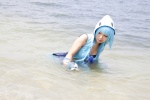 asakura_kana beach blue_hair cosplay croptop gundam msm-07_z'gok ocean pleated_skirt skirt tank_top wet rating:Safe score:0 user:nil!