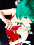 cosplay cyborg_nene dress green_hair original santa_costume striped thighhighs rating:Safe score:0 user:nil!